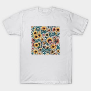 Sunflower Flora Minimalist Positive Retro Vintage T-Shirt